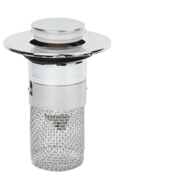 Imagem de Filtro de ralo de piso de aço inoxidável, rolha de pia de banheiro com cesta de filtro de aço inoxidável removível, coletor de cabelo, ralo de pia pop-up com odor isolado
