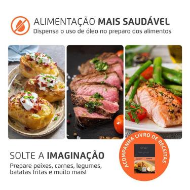 Imagem de Fritadeira Sem Óleo Air Fryer 8L Mondial Preto/inox 1900W AFD-80-BI 110V