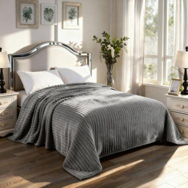 Imagem de Manta Cobertor Casal Corttex Luster Canelada 180x220cm Microfibra Antialérgico Super Macio Premium