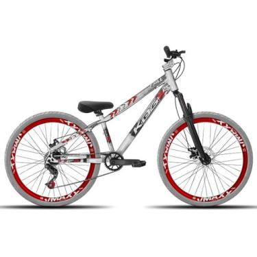 Imagem de Bicicleta aro 26 KOG Freeride Kit Single Pneus Flame, Prata com vermel