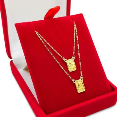 Imagem de Escapulario Em Ouro 18k Gargantilha Corrente Cordão Colar Masculino - 