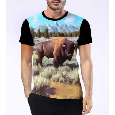 Imagem de Camisa Camiseta Bisão-Americano Animal Búfalo Manadas Hd 6 - Dias No E