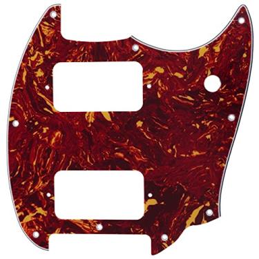 Imagem de Musiclily Pro 11 Furos Canto Redondo HH Escudo Mustang Pickguard para Guitarra Mustang Squier Bullet Series, 4 Camadas Vintage Tortoise
