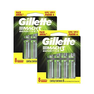 Imagem de Kit 2 Carga Gillette Mach3 Sensitive 16 unidades