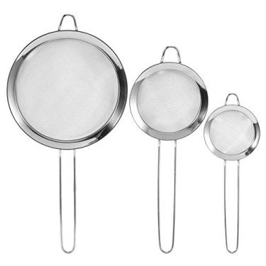 Imagem de Coador de malha fina | 3 peças de filtro de resíduos de alimentos de aço inoxidável | 8 cm, 12 cm, 20 cm | Adequado para refinar sucos, manteiga, leite condensado
