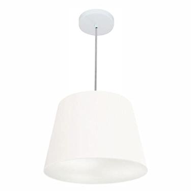 Imagem de Lustre Pendente Cone Cúpula Tecido 30/40x30, Vivare Iluminação, Pendente4155 BR, Branco, Médio