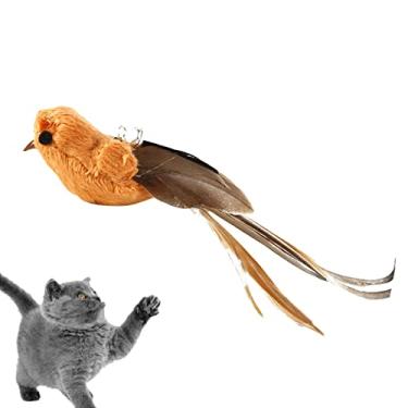 Imagem de Brinquedo interativo para pássaros para gatos | Brinquedo em bastão para teaser de gato com pena e sino | Teaser interativo para gatos, brinquedo artesanal para gatos, brinquedo para chutar Hersil