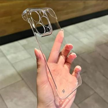 Imagem de Capa transparente ultrafina sem moldura para iPhone 14 13 12 Mini 11 Pro Max X XR XS 7 8 Plus Capa fina de plástico rígido, transparente, para iPhone 14 Plus