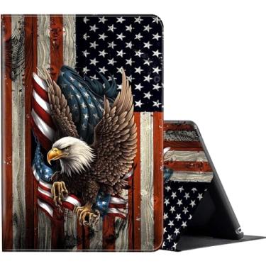 Imagem de Capa para iPad 10.2 (2021/2020/2019) 7ª/8ª/9ª geração, capa inteligente com suporte fólio antiderrapante ajustável para iPad 9/8/7 de 10,2 polegadas, águia careca com bandeira americana