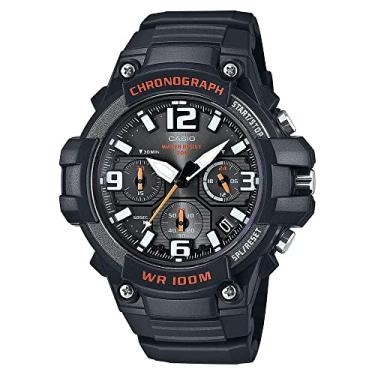 Imagem de Casio Relógio masculino MCW100H com design resistente, preto/laranja, Preto/laranja, Cronógrafo