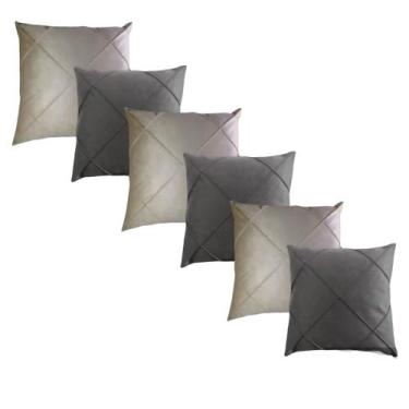 Imagem de Kit 06 Capas de Almofada Suede Drapeada 45x45cm Decorativas Sala Quart