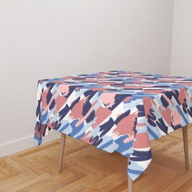 Imagem de Toalha De Mesa Quadrada 4 Lugares Tecido Oxford Pintura Abstrata Tons 