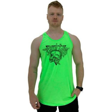 Imagem de Regata Longline Estampada Masculina MXD Conceito Caveira e Rosas, Verd