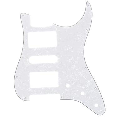 Imagem de Musiclily Pro 11 Furos Escudo HSH Pickguard Strato para Guitarra Fender EUA/Mexicana Made Stratocaster Standard Estilo Moderno, 4 Camadas Branco Perolado