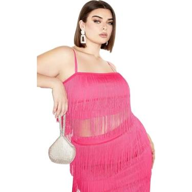 Imagem de City Chic Blusa cropped feminina plus size Jazlyn, Fúcsia, 50