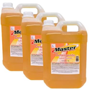 Imagem de Detergente Lava Louça Neutro 15L Master Poderoso na Remoção de Gorduras (3x5l)