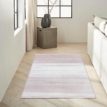 Imagem de Calvin Klein Launder Tapete de área abstrato marfim 60 cm x 10 cm, limpeza fácil, sem queda, quarto de cama, sala de estar, sala de jantar, quintal, deck, pátio (3x4)