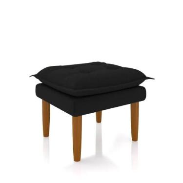 Imagem de Puff Banquinho Apoio Para Os Pés Luxo Suede Preto - New Belle Estofado