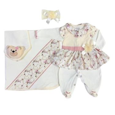 Imagem de Saida Maternidade para Bebê Letícia Palha 05 Peças - Maria's Baby, Tam