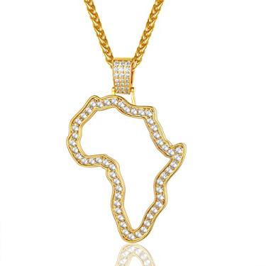 Imagem de ChainsProMax Colar masculino do continente africano ajustável, joia do mapa da África, aço inoxidável 316L/banhado a ouro (enviar caixa de presente), não conhecido