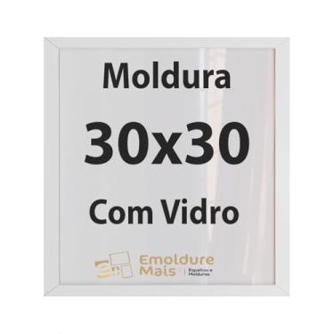 Imagem de Moldura 30x30 Branca Com Vidro, para Quadros Decorativo para sala, quarto, escritório, poster, casa, fotos, Certificados, Diplomas, Alvara Porta Retrato.