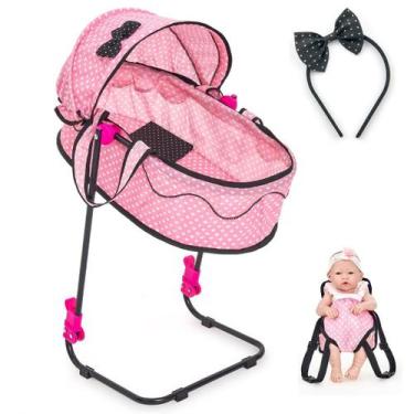 Imagem de Berço De Boneca Ninar Bebê Reborn Milan com Bolsa e Canguru - SAG TOYS