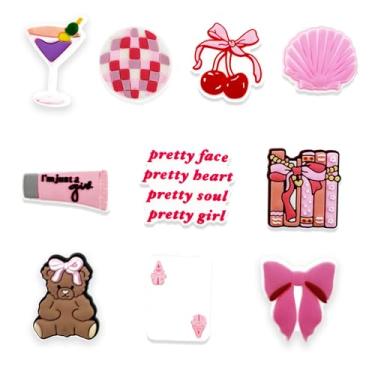 Imagem de FlyDate Pingentes de sapato Coquette, 10 peças, pingentes estéticos de laço feminino para decoração de sapatos, presentes para meninas, adultos, A, Plástico, Sem Pedra Preciosa