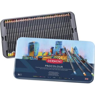 Imagem de Lápis de Cor Permanente Procolour 36 Cores Estojo Lata - Derwent, Únic
