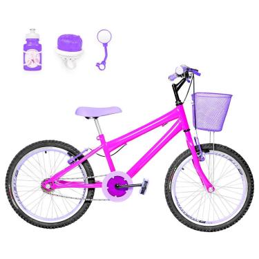 Imagem de Bicicleta Infantil Aro 20 Aero + Kit Passeio Pink E Lilás