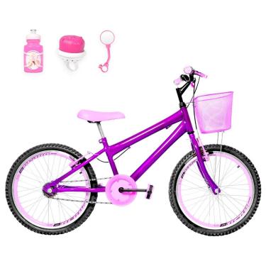 Imagem de Bicicleta Infantil Aro 20 Aero + Kit Passeio Violeta E Rosa