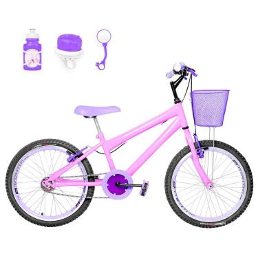 Imagem de Bicicleta Infantil Aro 20 Aero + Kit Passeio Rosa E Lilás