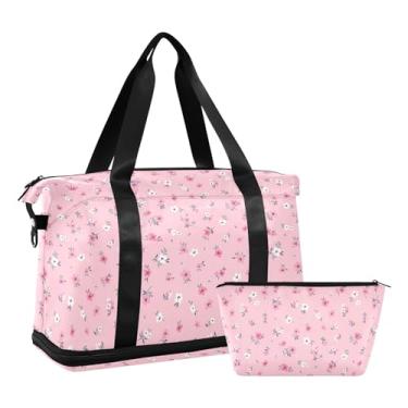 Imagem de Bolsa esportiva floral retrô à prova d'água para mulheres de avião com bolsa de higiene pessoal, Estilo floral vintage, One Size
