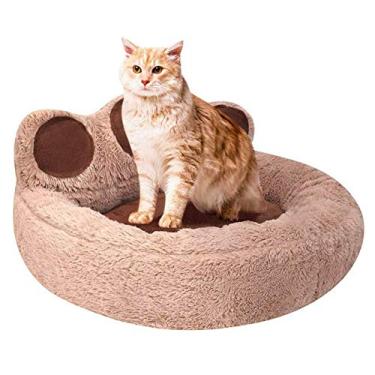 Imagem de Cama para animais de estimação para gatos e cães pequenos e médios sofá macio lavável filhote de cachorro de pelúcia quente de inverno almofada de dormir cinza G 63 x 61 x 38 cm (marrom G 63 x 61 x 38