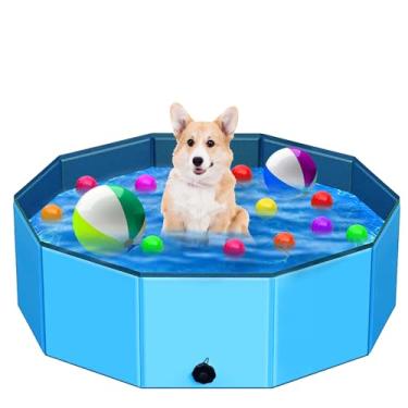 Imagem de STUDESK Piscina Dobrável Para Cães, Piscina Dobrável De 39" Para Cães E Crianças Para Quintal, Piscina Infantil Portátil De Plástico Rígido, Piscina De Bolinhas Multifuncional, Banheira Para Animai