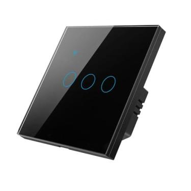 Imagem de GaoLeAve Interruptor inteligente WiFi EU Smart Life fio neutro/sem fio neutro interruptor de luz sensível ao toque 220V funciona com óculos Alexa Home-101JL-BLACK-03