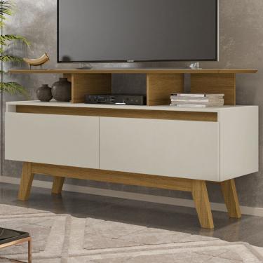 Imagem de Rack para TV Até 50 Polegadas Mansell 2 Portas Cinamomo/Off-White - Pnr Móveis