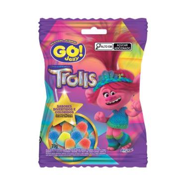 Imagem de Bala de Gelatina Go Jelly Trolls Sabores Divertidos e Coloridos 70g