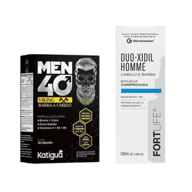 Imagem de Kit Cuidado Capilar Duo-xidil 120ml + Men 40 Viking 30 Caps - Katigua