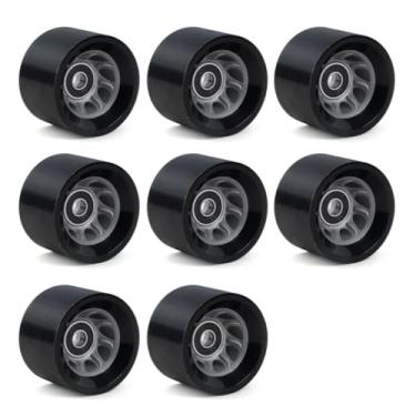Imagem de SzBlaZe Pacote com 8 rodas de skate de 58 mm x 39 mm 90 A 92A com rolamentos para patinação em fileira dupla ao ar livre ou acessórios de skate (92A preto)