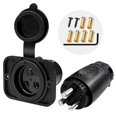 Imagem de Receptáculo de plugue de motor de pesca 70A - conector elétrico marítimo à prova d'água, para configuração de fio 2/3 12V, 24V, 12/24V, 24/36V, 36V ou 48V sistemas para iates Minn Kota Marine (preto)