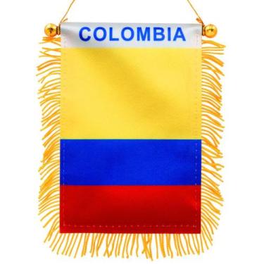 Imagem de Bandeira suspensa Anley Colombia 10 x 15 cm com franjas de dupla face