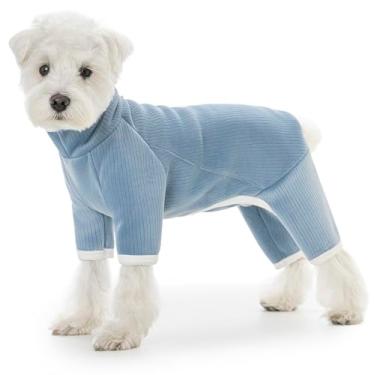 Imagem de Casaco de inverno de lã para cães, macacão de pijama de cachorro de corpo inteiro, jaqueta de lã de gola rolê para cães pequenos, roupas quentes de quatro pernas para queda de cabelo, macacão quente