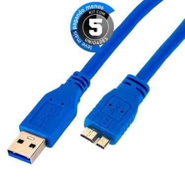 Imagem de Kit com 5 Cabo USB A para Micro B 3.0 Superspeed 5Gbps 2 metros - CIRI