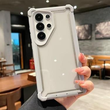Imagem de Capa Armor Bumper à prova de choque para Samsung Galaxy S25 S24 S23 S22 S21 Plus Ultra Fe A06 A56 A55 A54 Capa rígida de acrílico transparente (para Galaxy A16/branco cinza)