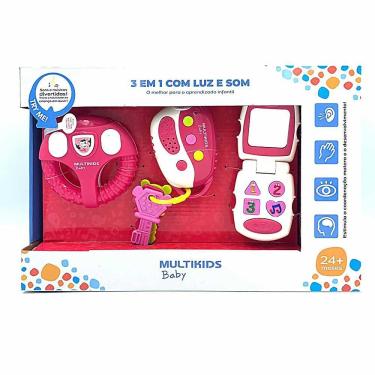Imagem de Kit Brinquedos Eletrônicos - 3 em 1 com Luz e Som - Rosa - Multikids Baby