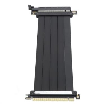 Imagem de aqxreight PCIe 4.0 X16 GPU Riser Cable 16X Cabo Flexível Adaptador de Porta de Extensão de Alta Velocidade Cabo de Extensão PCIe Blindado EMI de 180 Graus 300 Mm / 11,8 pol. Compatível Mais Com