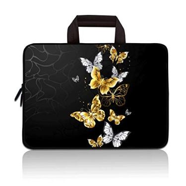 Imagem de RUYIDAY 14 15 15,4 15,6 polegadas Bolsa para laptop com alça de proteção de computador Bolsa para notebook capa de neoprene capa de viagem macia para Dell Lenovo Toshiba HP Chromebook ASUS Acer, Cool Butterfly