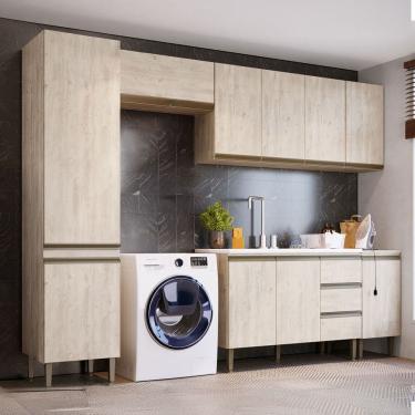 Imagem de Lavanderia Completa Hermínia 10 Portas 3 Gavetas Crema - Pnr Móveis