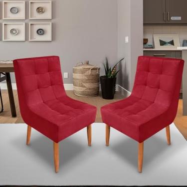 Imagem de Conjunto com 2 Cadeiras de Jantar Suede Premium com Pés Palito – Elegância e Conforto para Sala ou Cozinha (Vermelho)