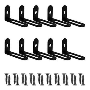 Imagem de 10 peças de suportes ajustáveis de ângulo reto de 3,8 cm x 2,5 cm, suporte em L de metal, fixador de canto de 90 graus, suporte de canto em forma de L, suporte de prateleira preto